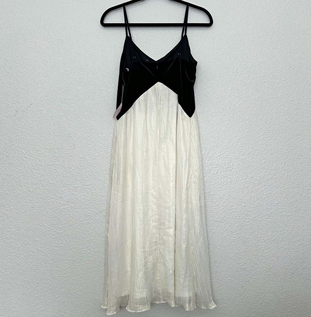 Avec Les Filles Womens Maxi Dress Size 10 Black White Colorblock Strappy V Neck